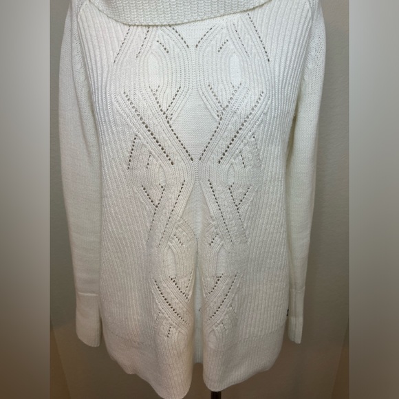 Tommy Hilfiger cowl neck white cable knit sweater size medium - Picture 3 of 10